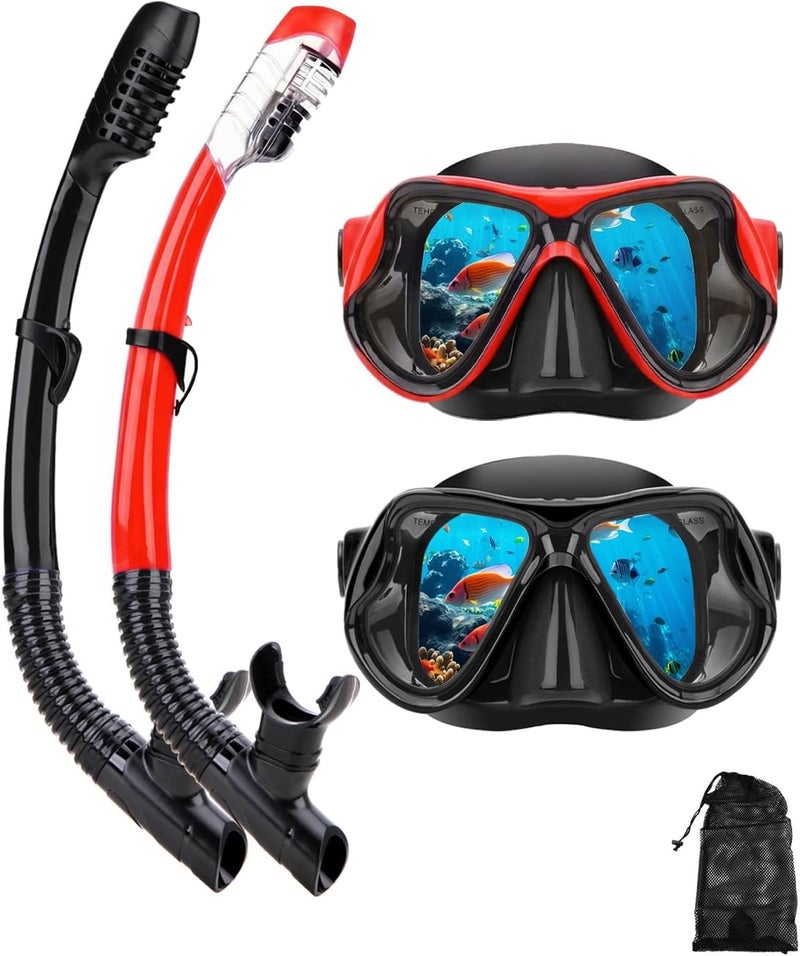 DIPUKI Snorkeling Gear for Adults, Dry-Top Snorkel Mask Set, Anti-Fog Scuba Diving Snorkle mask Set Adult, Panoramic Wide View Dive mask, Adjustable Swimming Diving Snorkeling Packages - Image 1